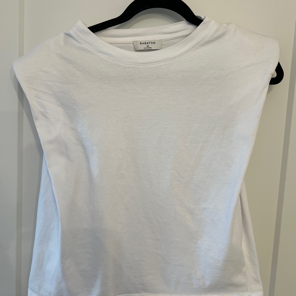 Aritzia White Sleeveless Boxy Muscle Tee
